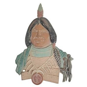 Sexton Vintage Made in USA Native American Indian Wall Art w/Feather Accent WJ